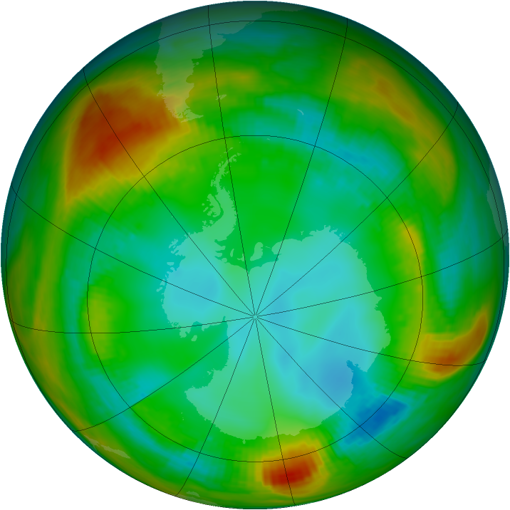 Antarctic ozone map for 29 July 1979